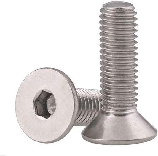 1/4-20 x 1" Flat Head Socket Cap Screws, Allen Socket Drive, Stainless Steel 18-8 (304), Full Thread, Bright Finish, 25 PCS