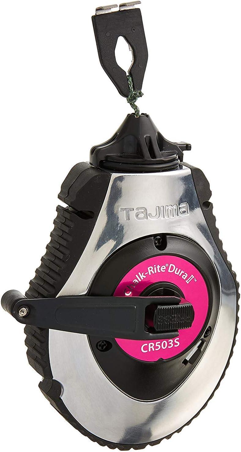 TAJIMA Chalk Line - Chalk-Rite Dura Chalk Box with 100ft Extreme Bold 1.8 mm Snap Line & Integrated Handle Release - CR503S