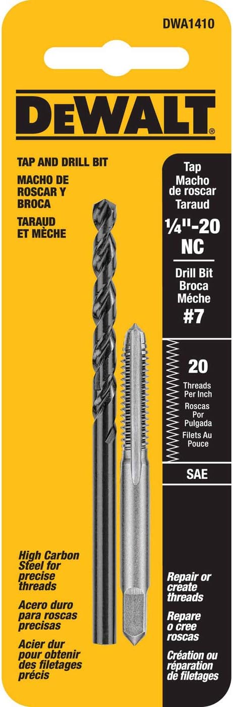 DEWALT DWA1410 DRILL & TAP SET, 1/4-20NC THRD 2PC