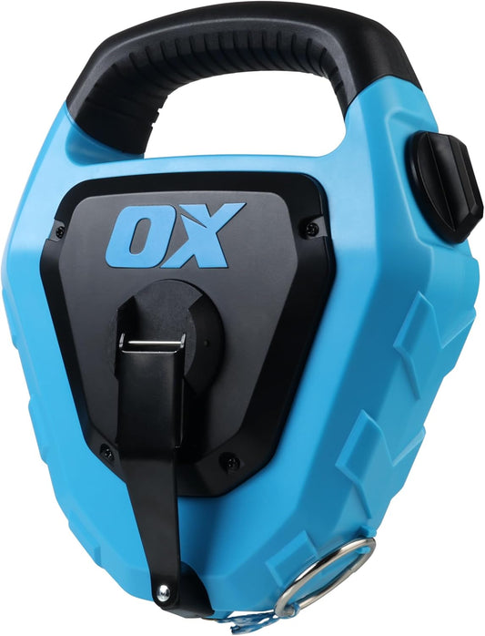 OX Pro Contractor Giant Chalk Line 150ft Quick-Wind Cotton Nylon Extra Bold Line Chalk Reel ABS Plastic Body with Rubber Grip - 4:1 Gear Ratio Professional Grade Marking Tool OX-P630703