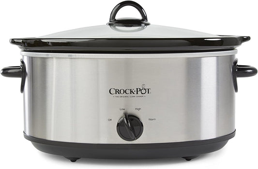 Crock-Pot 7 Quart Oval Manual Slow Cooker, Stainless Steel (SCV700-S-BR), Versatile Cookware for Large Families or Entertaining