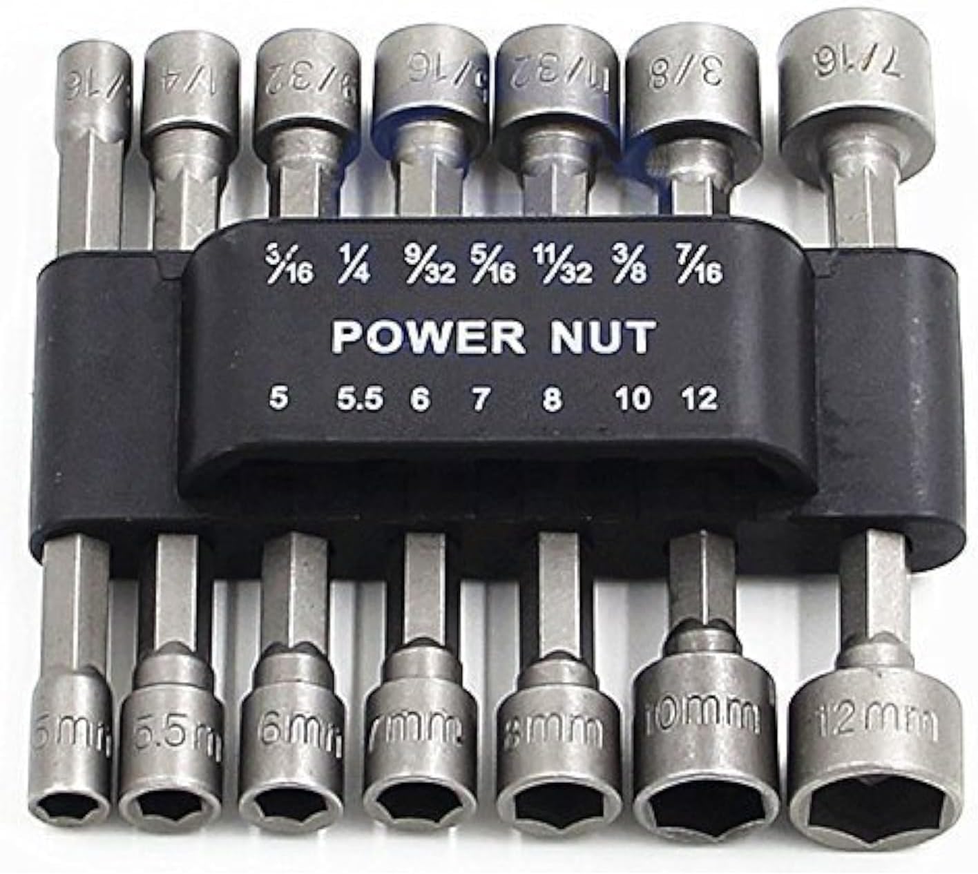 14pcs Power Nuts Driver Drill Bit Tools Set Metric Socket Wrench Screw 1/4'' Driver Hex Keys