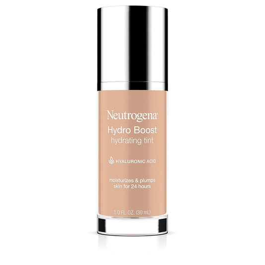 Neutrogena Hydro Boost Hydrating Tint with Hyaluronic Acid, Lightweight Water Gel Formula, Moisturizing, Oil-Free & Non-Comedogenic Liquid Foundation Makeup, 30 Buff Color, 1.0 fl. oz