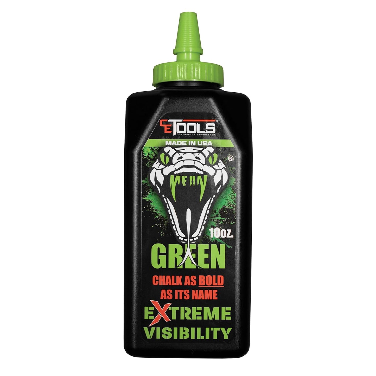 CE TOOLS Mean Green® EXTREME VISIBILITY Marking Chalk MADE IN USA - Green 10 oz (283.5g) Marking Chalk For Chalkline, Job site Chalk, Hydrophobic Construction Chalk.