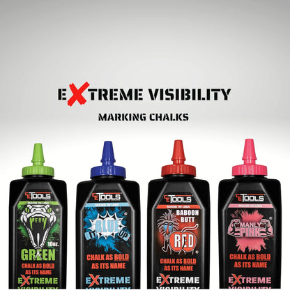 CE TOOLS Mean Green® EXTREME VISIBILITY Marking Chalk MADE IN USA - Green 10 oz (283.5g) Marking Chalk For Chalkline, Job site Chalk, Hydrophobic Construction Chalk.